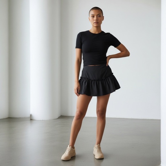 Kyodan Pants - Kyodan Skort Athletic Ruffle Hem Tennis Golf Pickleball Activewear Skirt Black M